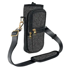 Elegant Ash Gray Bottle Carrier with Faux Wool Design