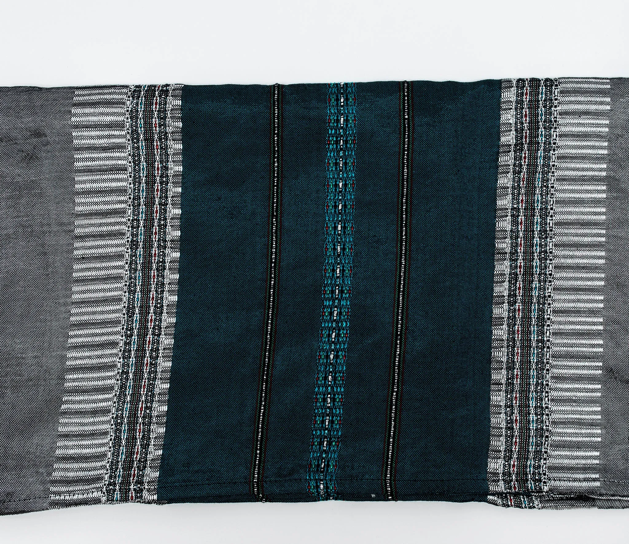 Elia - Silk Tallit- Turquoise and Silver on Gray