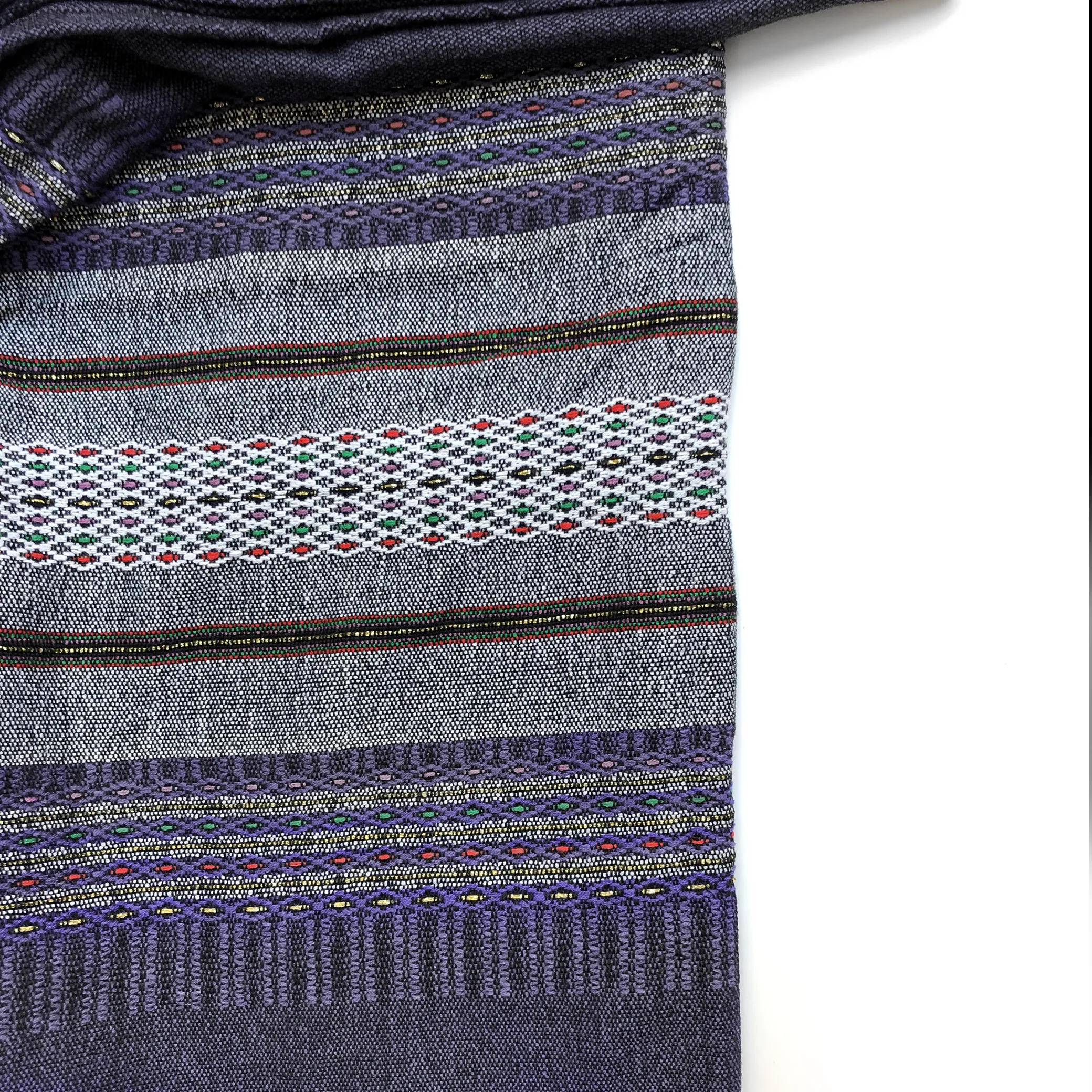 Elia - Wool Tallit - Grey With Gold on Dark Purple
