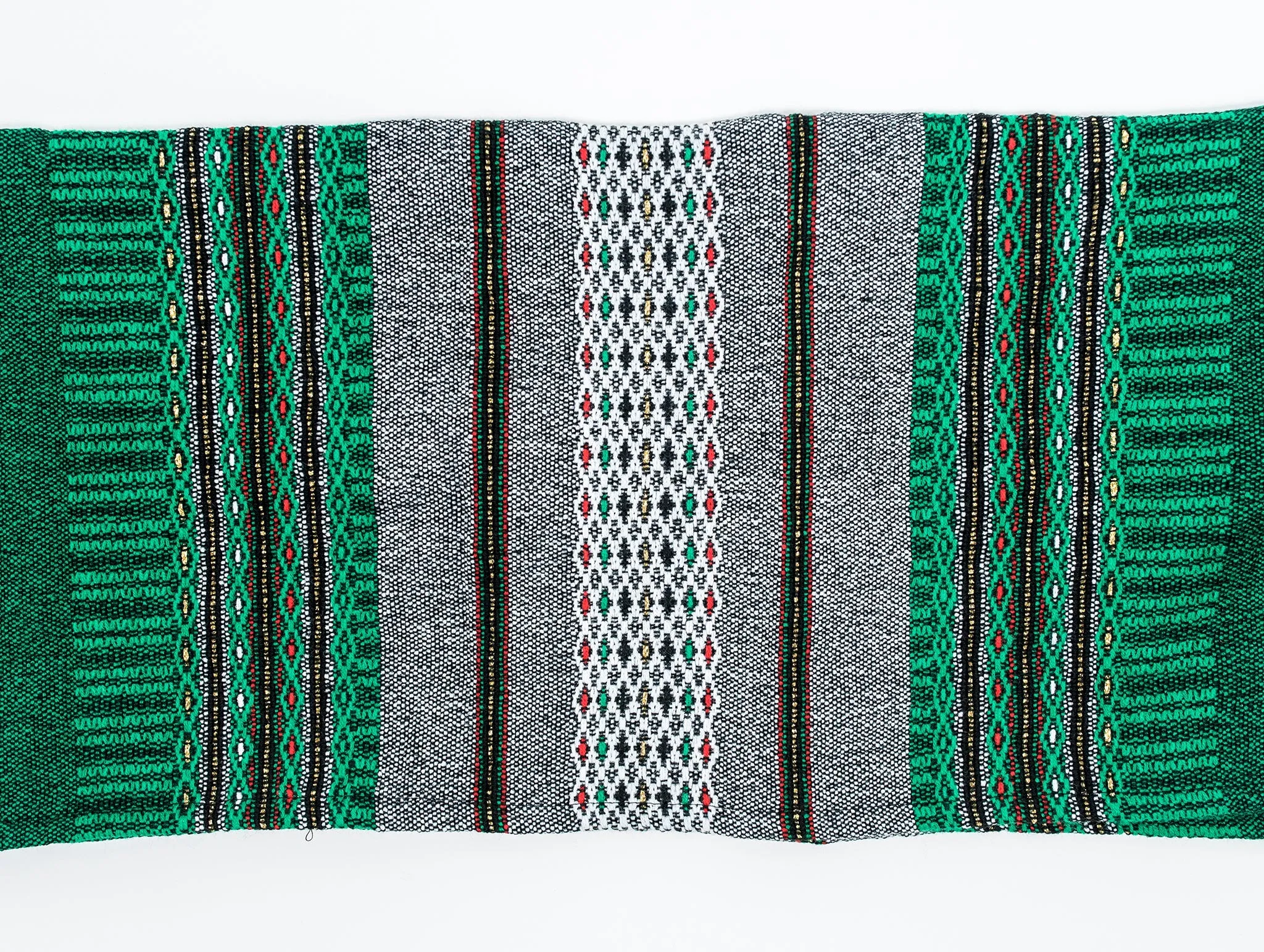 Elia - Wool Tallit - Grey with Gold on Green