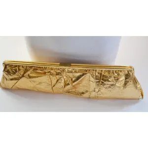 Elongated Gold Lame Clutch Purse