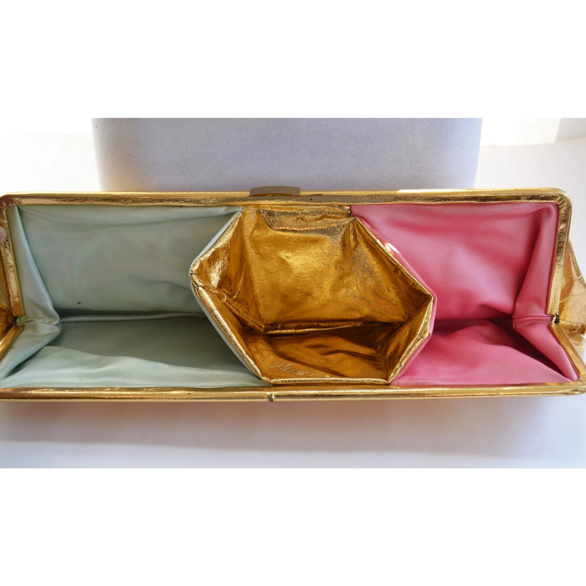 Elongated Gold Lame Clutch Purse