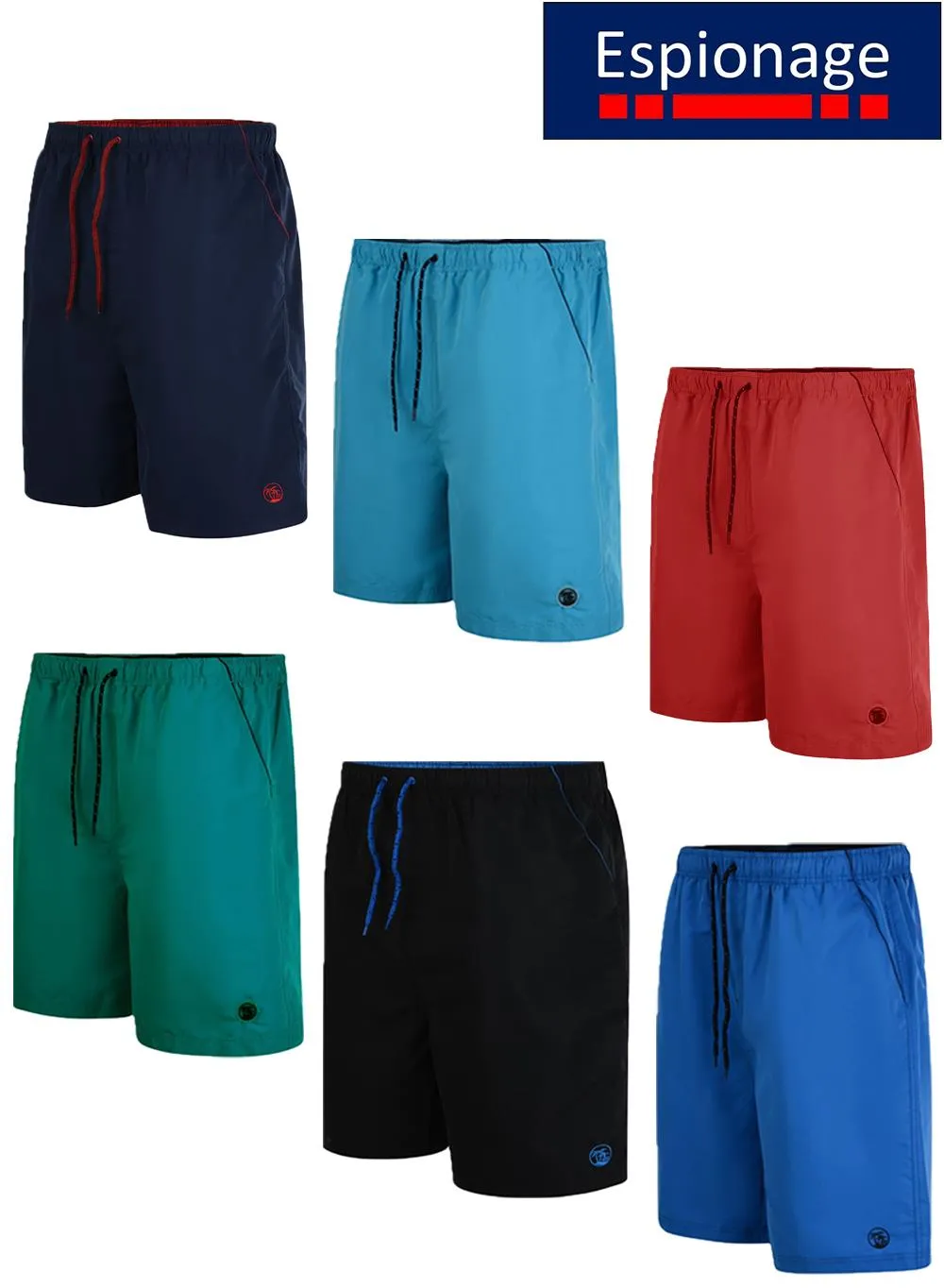 Espionage Mens Classic Style Basic Watershorts With Mesh Inner Brief (040)