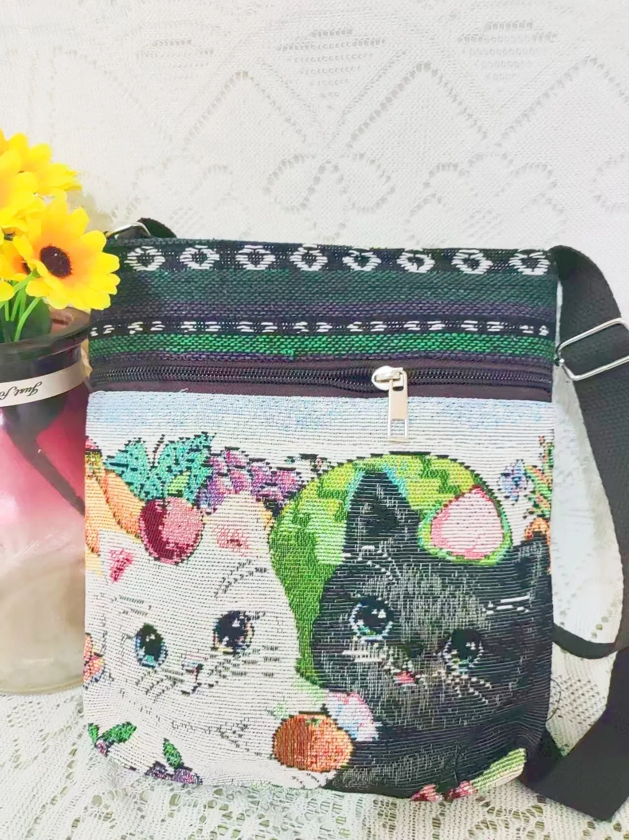 Ethnic Style Embroidered Crossbody Bag Cute Elephant Butterfly Chinese Style