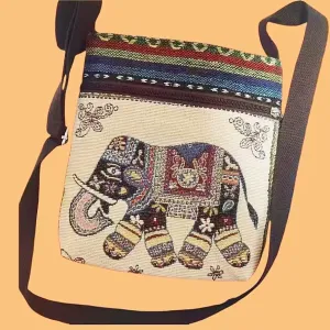 Ethnic Style Embroidered Crossbody Bag Cute Elephant Butterfly Chinese Style