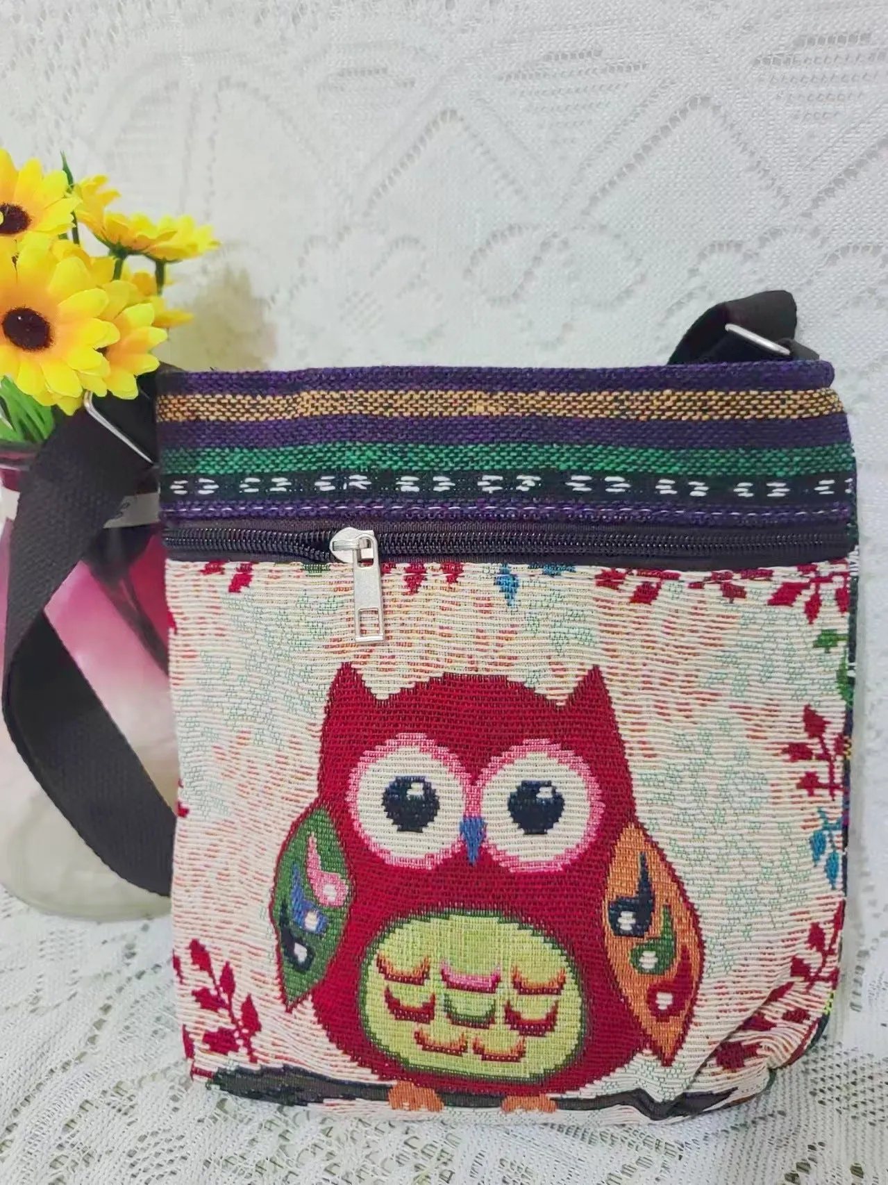 Ethnic Style Embroidered Crossbody Bag Cute Elephant Butterfly Chinese Style
