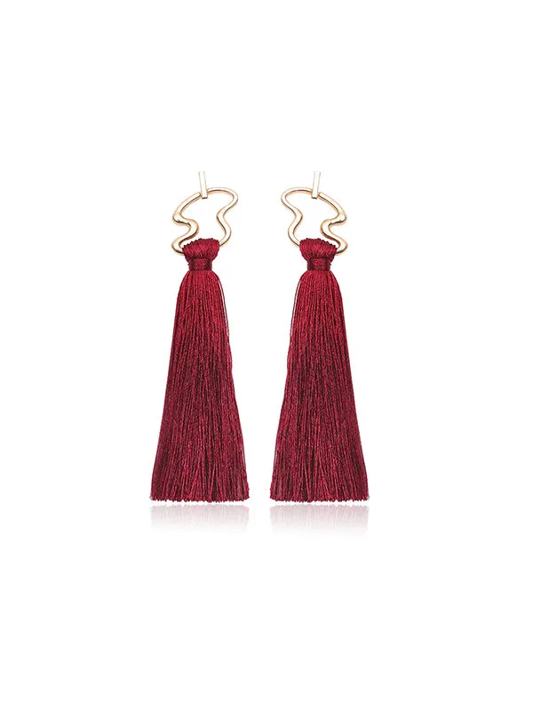 Ethnic Style Exaggerated Long Tassel Earrings