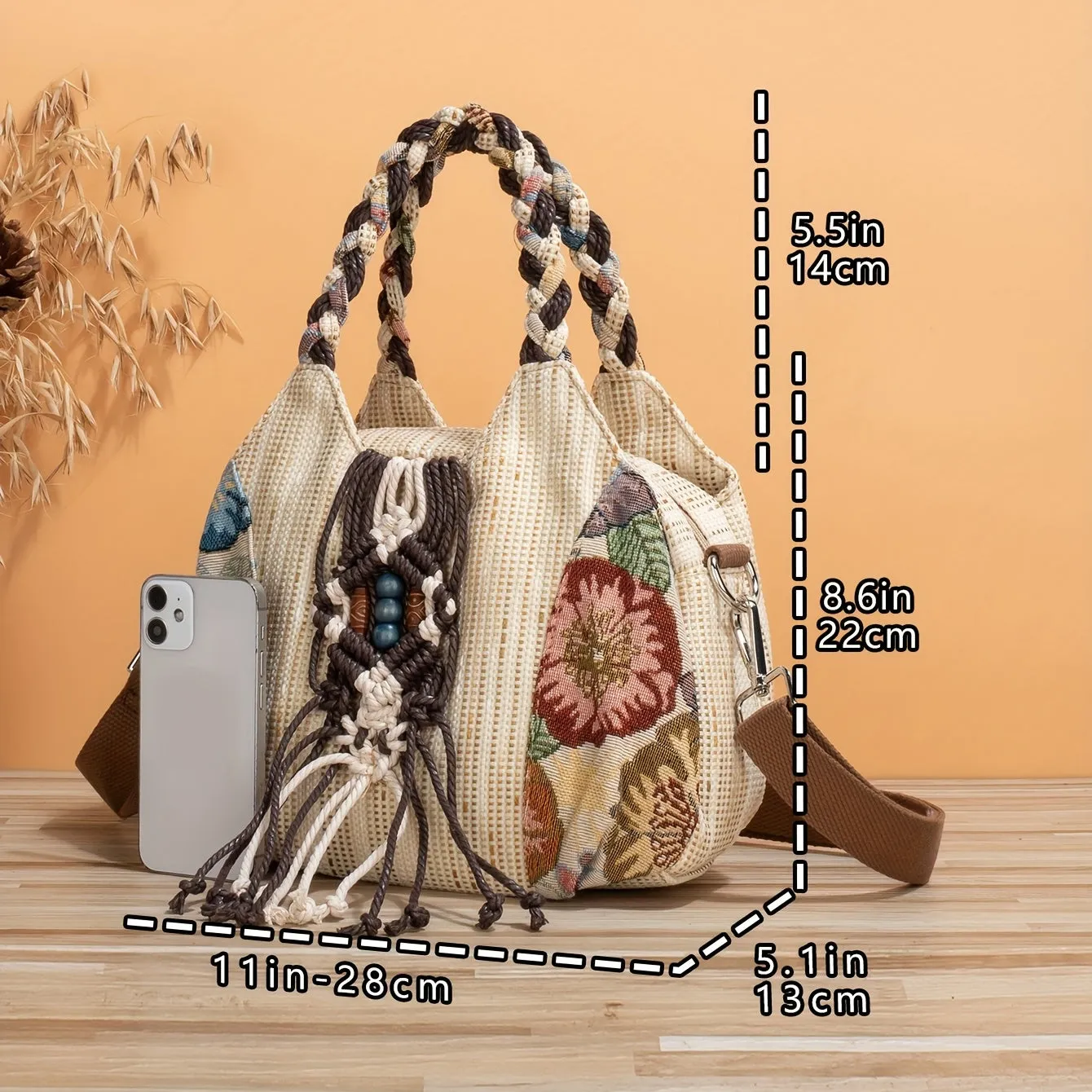 Ethnic Style With Hand-woven Adjustable Shoulder Strap Shoulder Messenger Bag