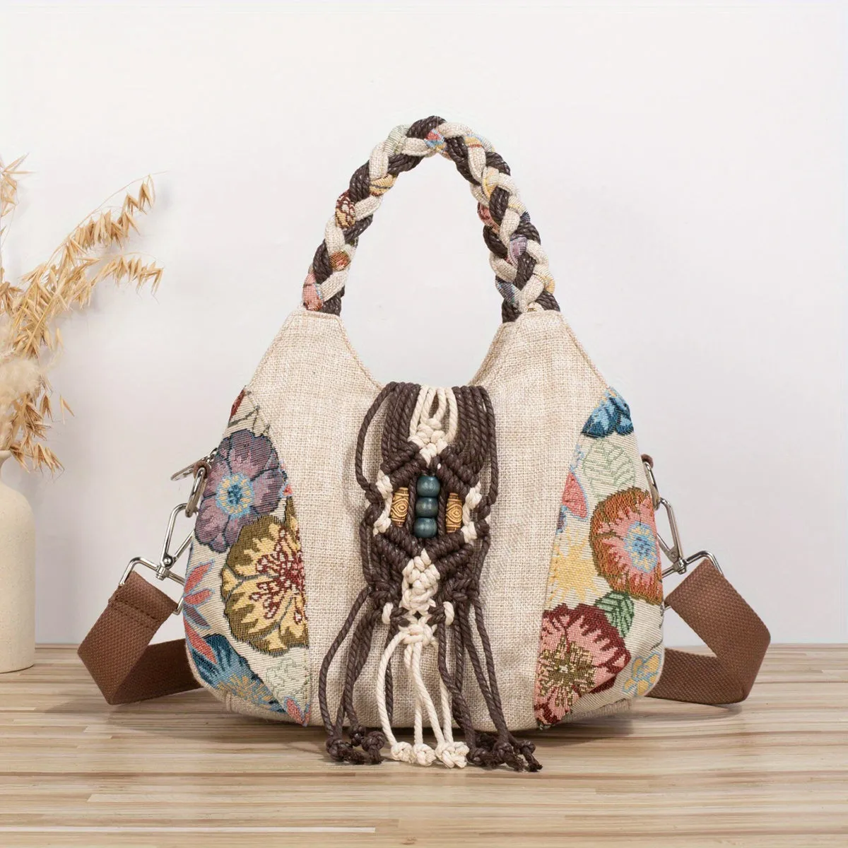 Ethnic Style With Hand-woven Adjustable Shoulder Strap Shoulder Messenger Bag