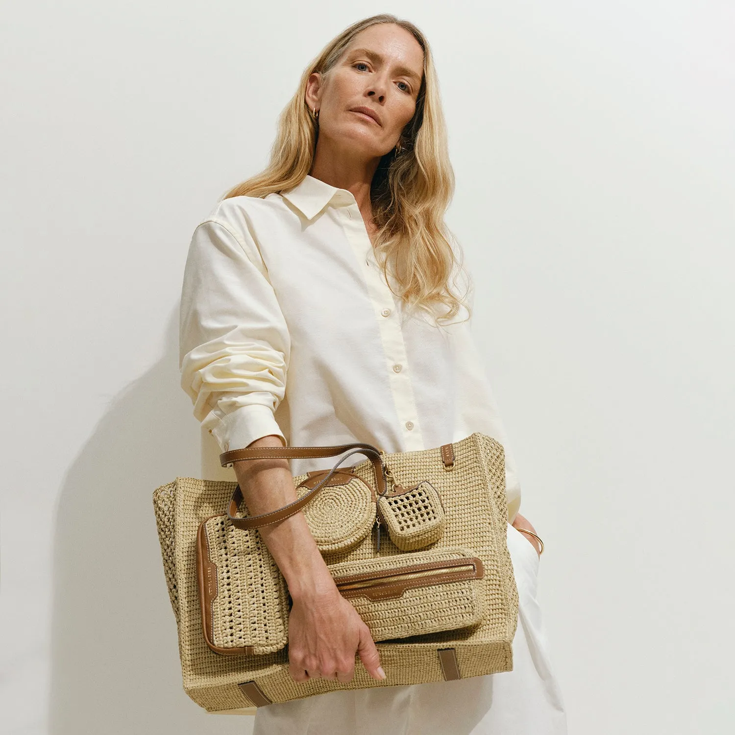E/W Raffia Holiday Tote