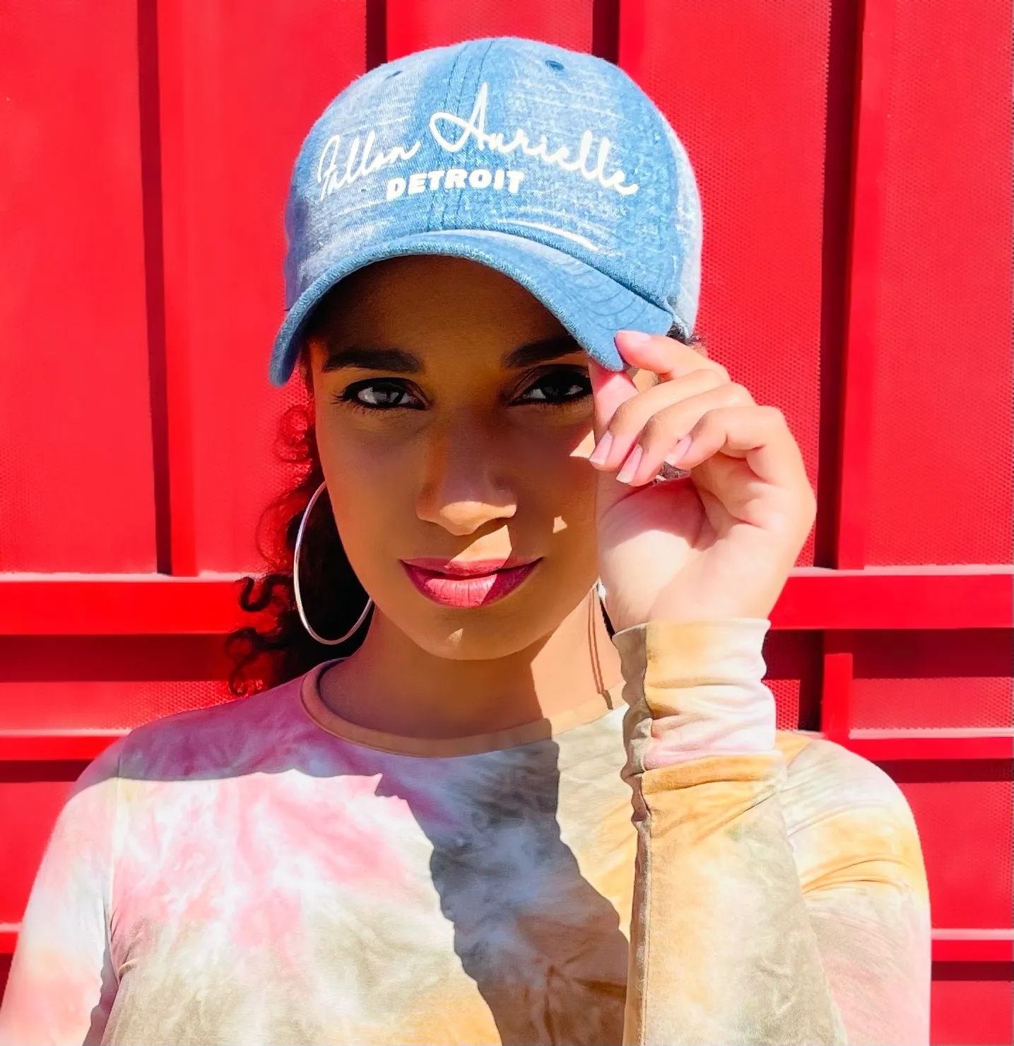Fallon Aurielle Signature Detroit Rep Yo Set Dad Hat (Light Denim)
