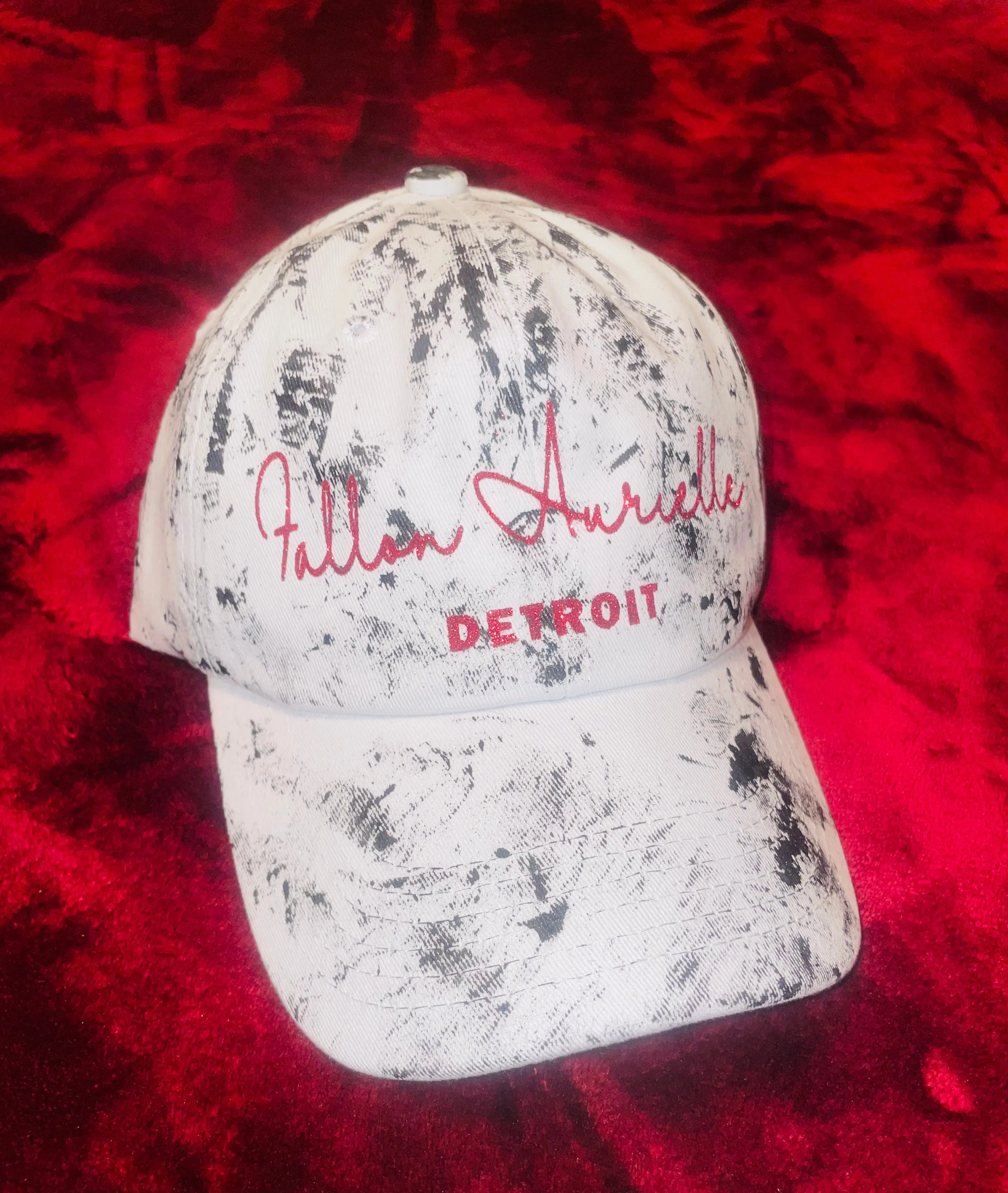 Fallon Aurielle Signature Detroit Rep Yo Set Dad Hat (White, Black & Red)