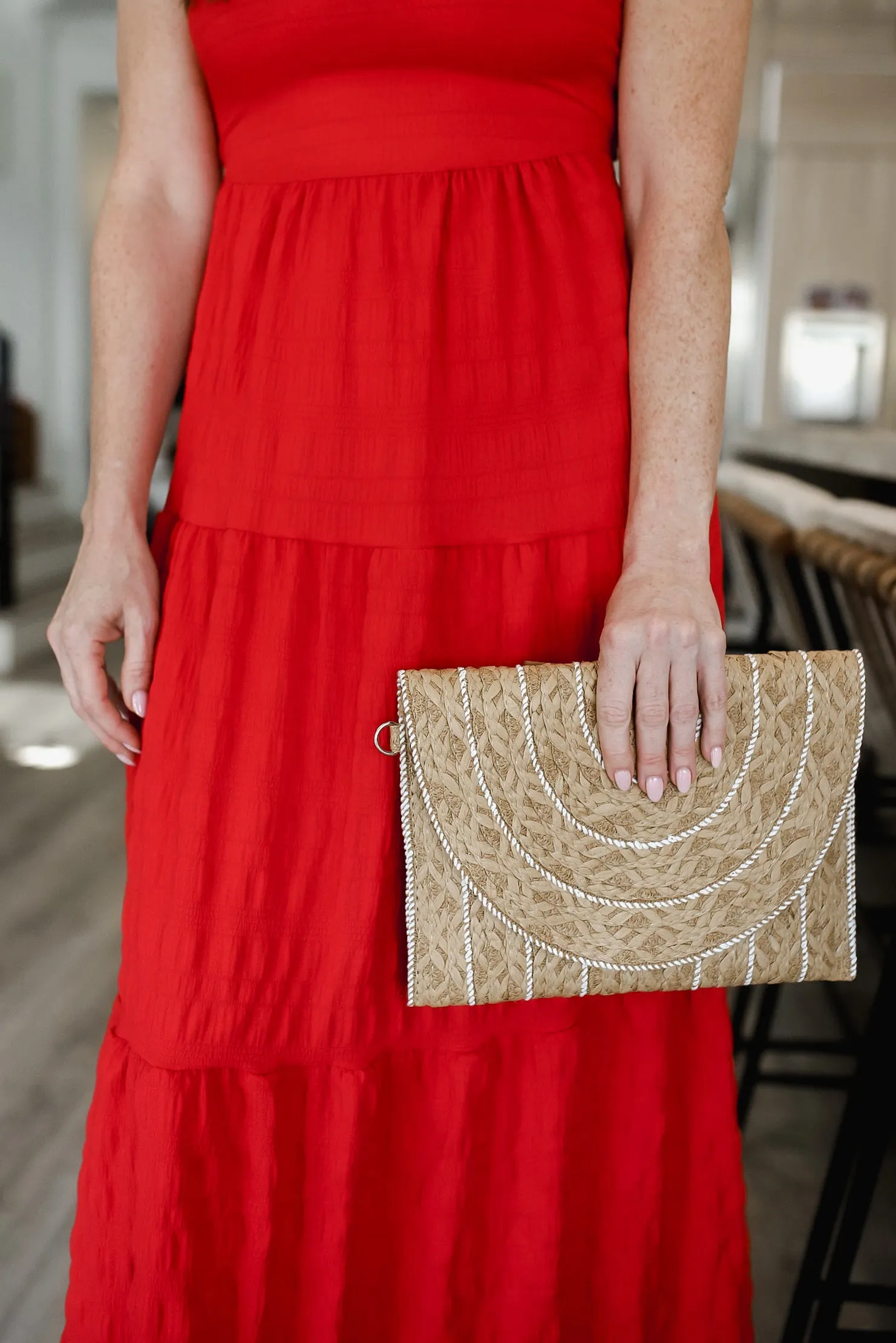 Fame Stitch Detailed Straw Crossbody Bag
