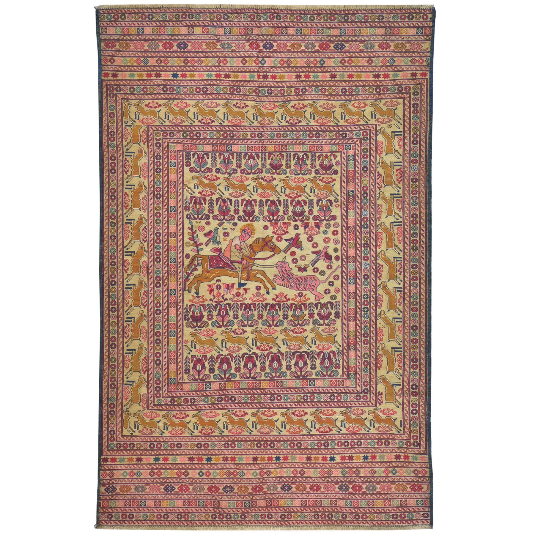 Fine Afghan Soumack Tribal Pictorial Handmade Wool Rug (Size 3.11 X 6.1) Cwral-8622