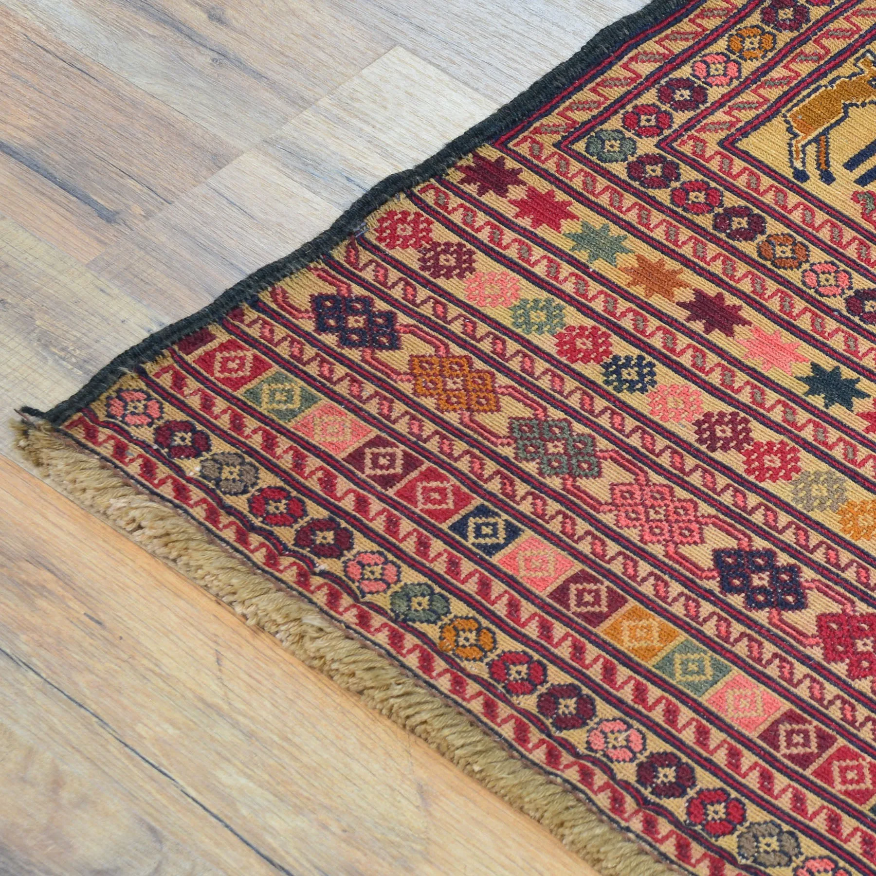 Fine Afghan Soumack Tribal Pictorial Handmade Wool Rug (Size 3.11 X 6.1) Cwral-8622