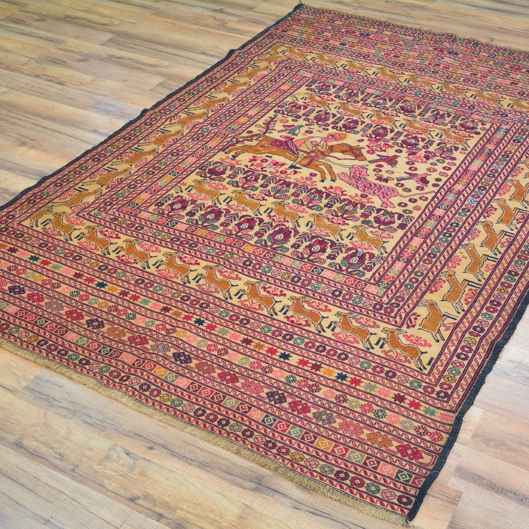 Fine Afghan Soumack Tribal Pictorial Handmade Wool Rug (Size 3.11 X 6.1) Cwral-8622