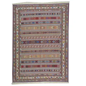 Fine Soumack Weave Tribal Design Handmade Wool Rug (Size 4.11 X 6.9) Cwral-9987