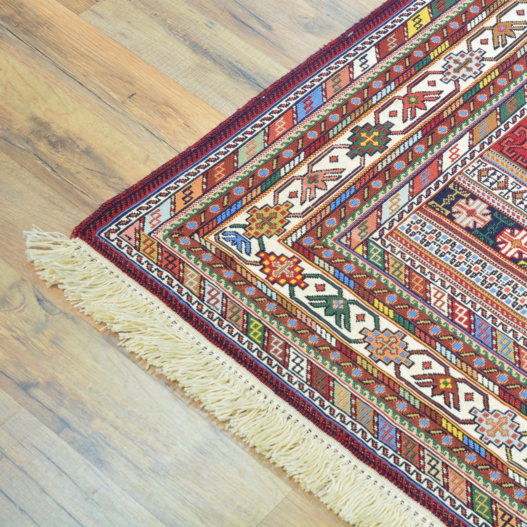 Fine Soumack Weave Tribal Design Handmade Wool Rug (Size 4.11 X 6.9) Cwral-9987