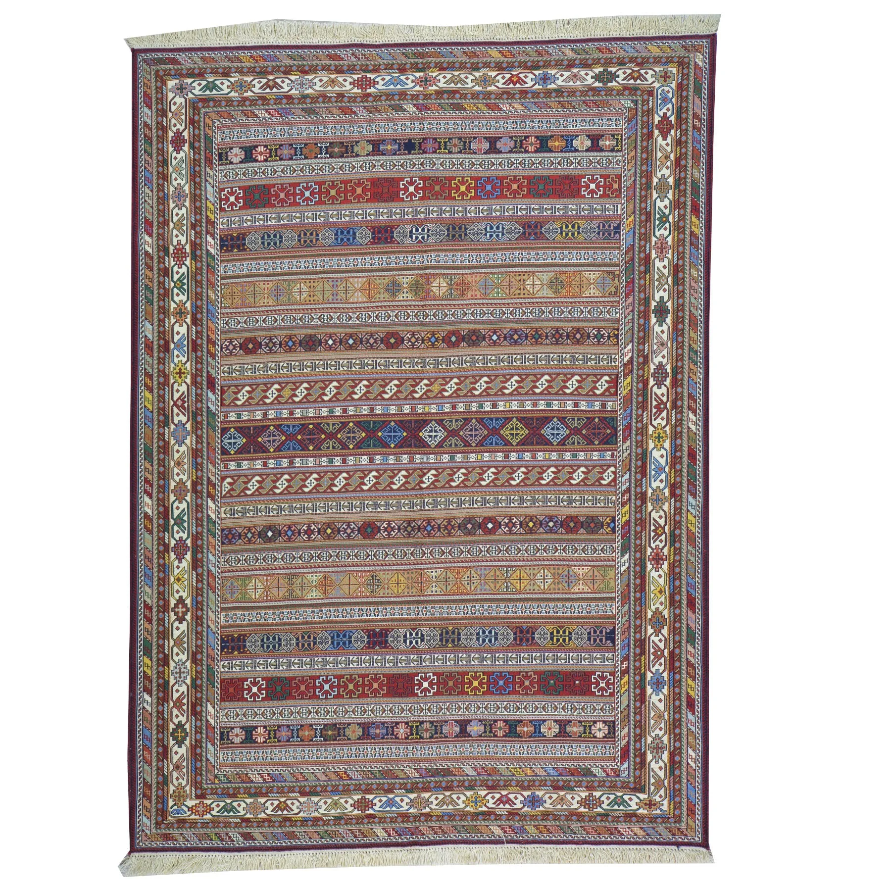 Fine Soumack Weave Tribal Design Handmade Wool Rug (Size 4.11 X 6.9) Cwral-9987