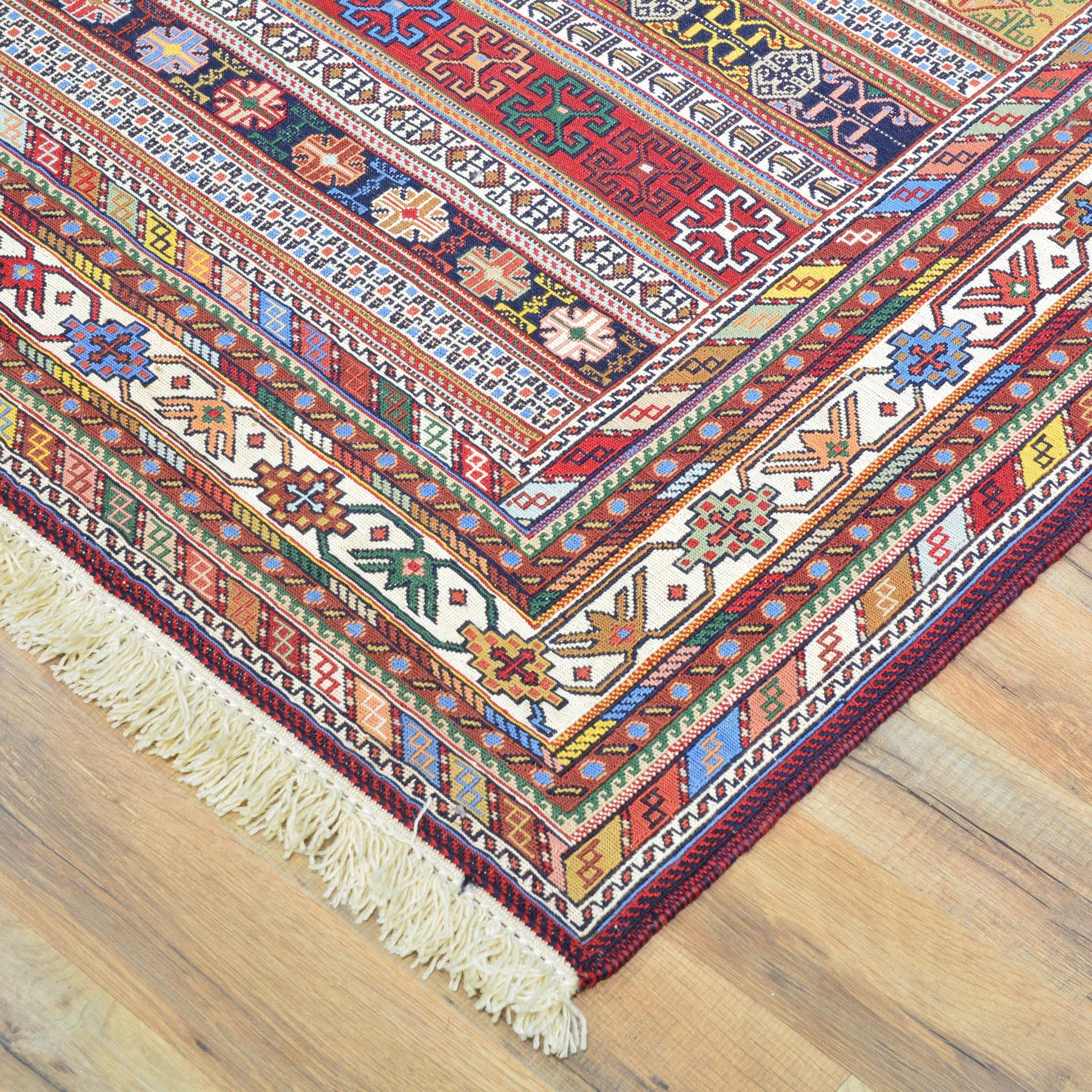 Fine Soumack Weave Tribal Design Handmade Wool Rug (Size 4.11 X 6.9) Cwral-9987
