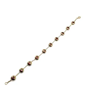 Flower Imprint Gemstone Beaded Bracelet (14K)