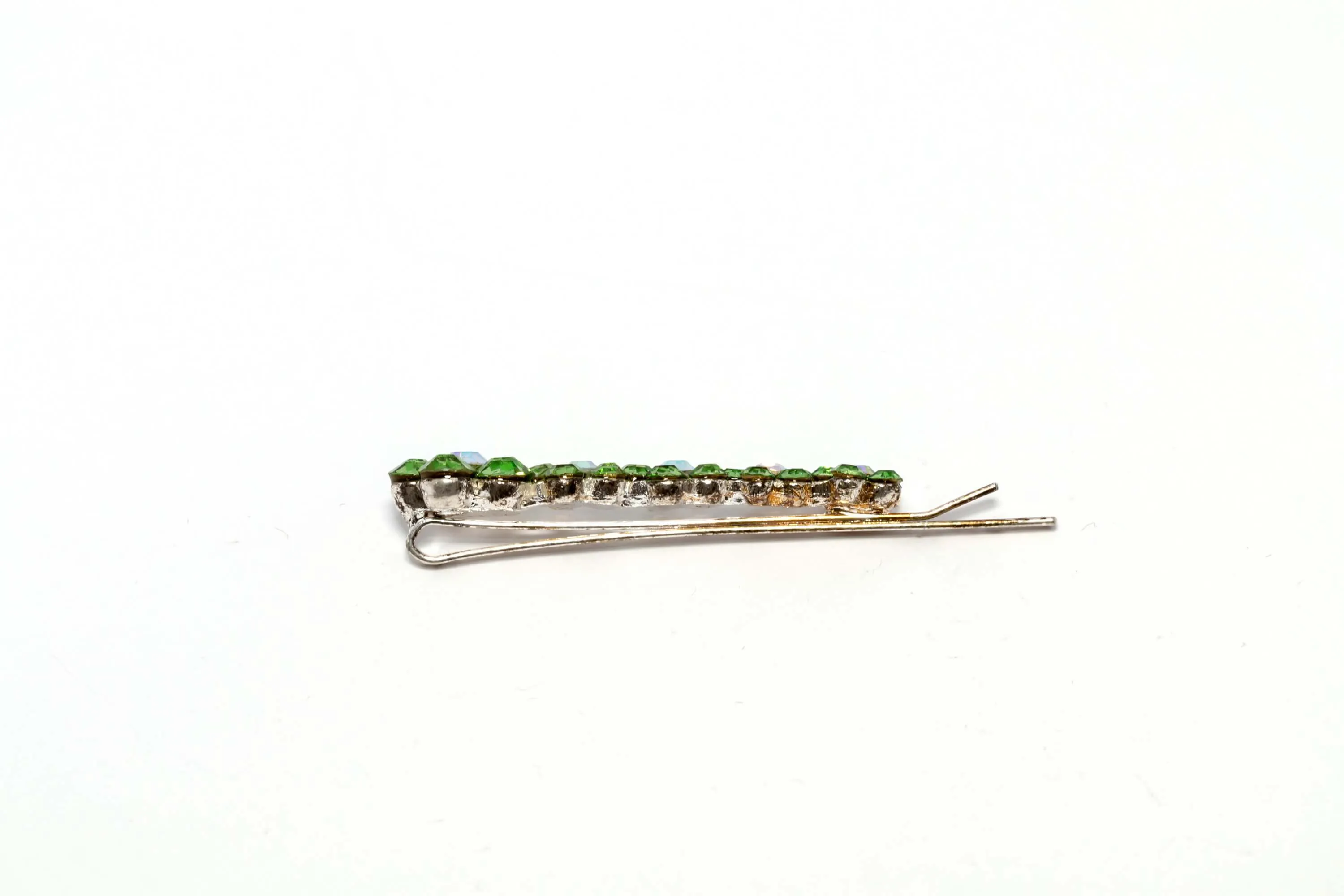 Flowered Green Diamante Hair Pin