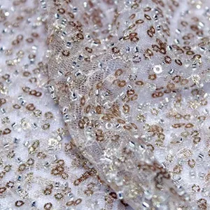 French Beaded Spangle Lace Gold 130cm