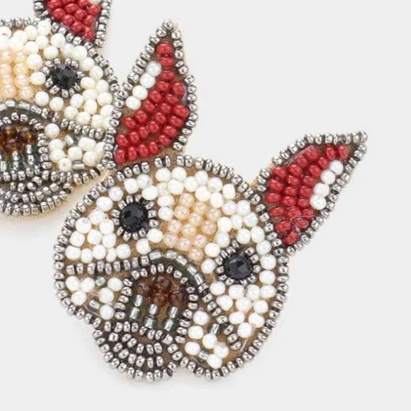 French Bulldog Seed Bead Earrings