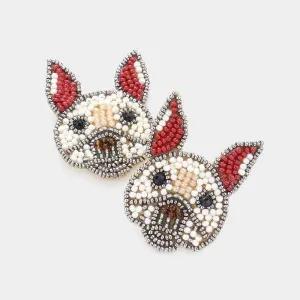 French Bulldog Seed Bead Earrings