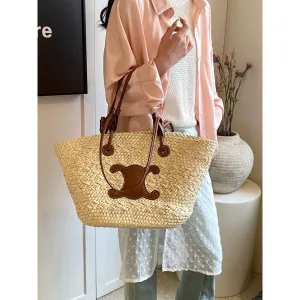 French Daily Cutting-edge features Size Tote for Handwoven Straw &amp; Style Women Huge price cut Use | for Woven – 40x50cm Beach with Bag 25cm Medium Strap