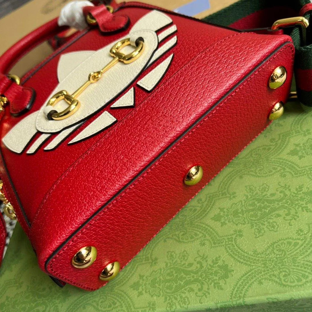 gg x Adidas Horsebit 1955 Mini Bag Red For Women, Women&#8217;s Bags 7.9in/20cm gg‎