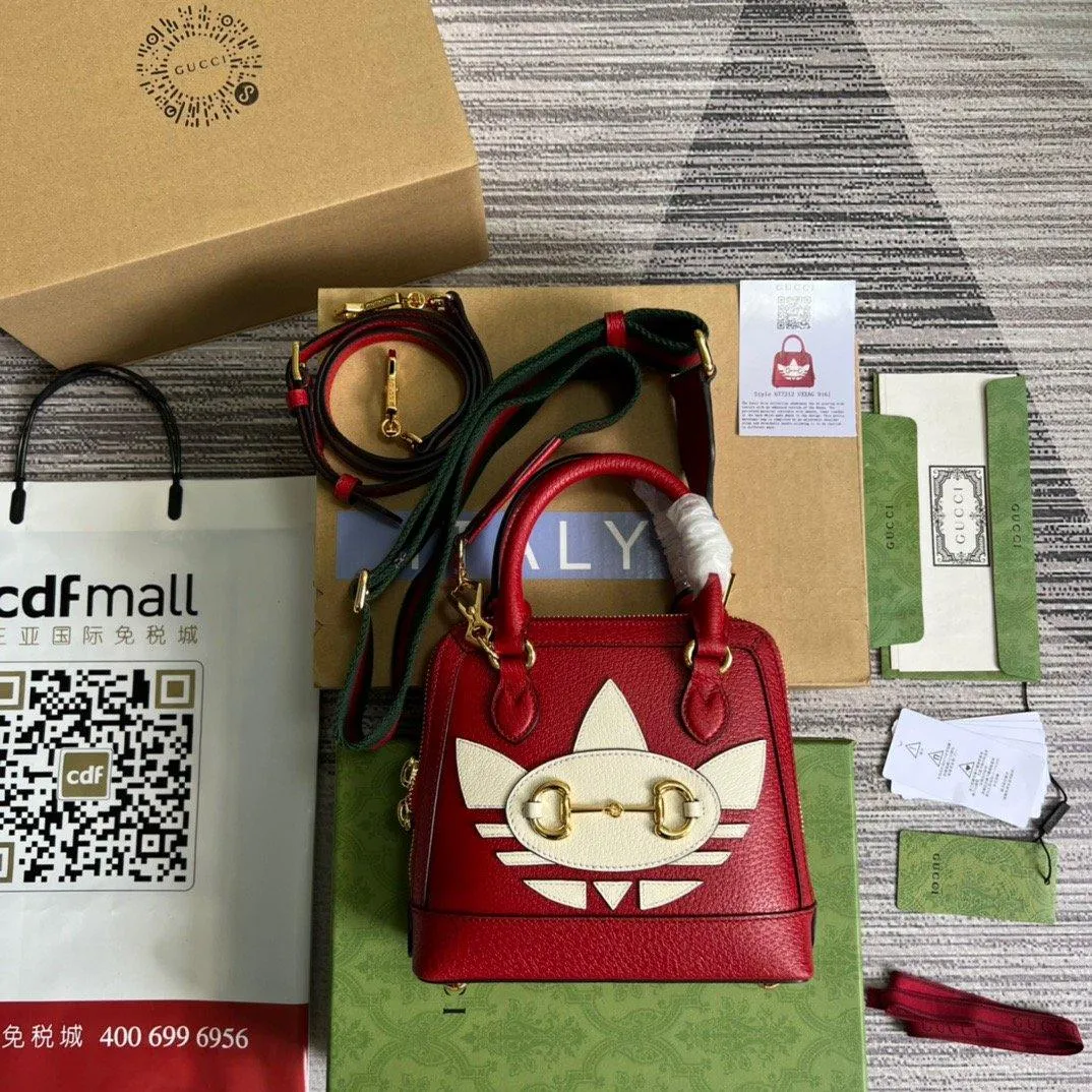 gg x Adidas Horsebit 1955 Mini Bag Red For Women, Women&#8217;s Bags 7.9in/20cm gg‎