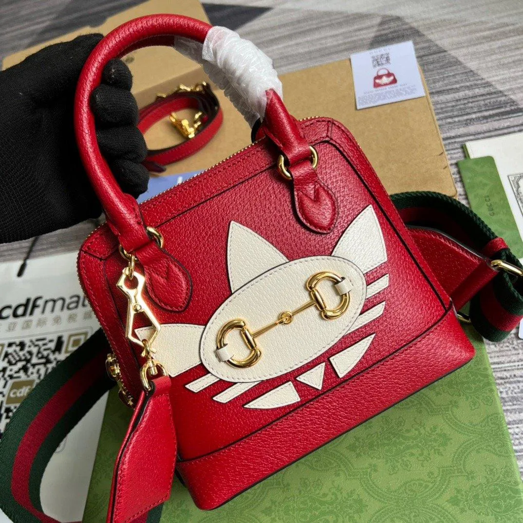 gg x Adidas Horsebit 1955 Mini Bag Red For Women, Women&#8217;s Bags 7.9in/20cm gg‎