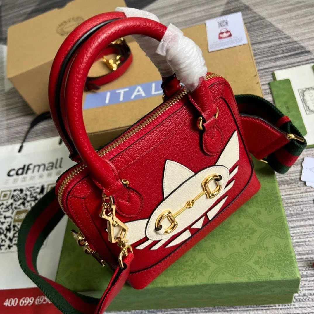 gg x Adidas Horsebit 1955 Mini Bag Red For Women, Women&#8217;s Bags 7.9in/20cm gg‎