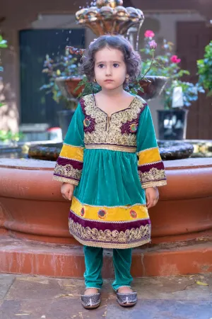 Girls Afghan Velvet Dress-Frock