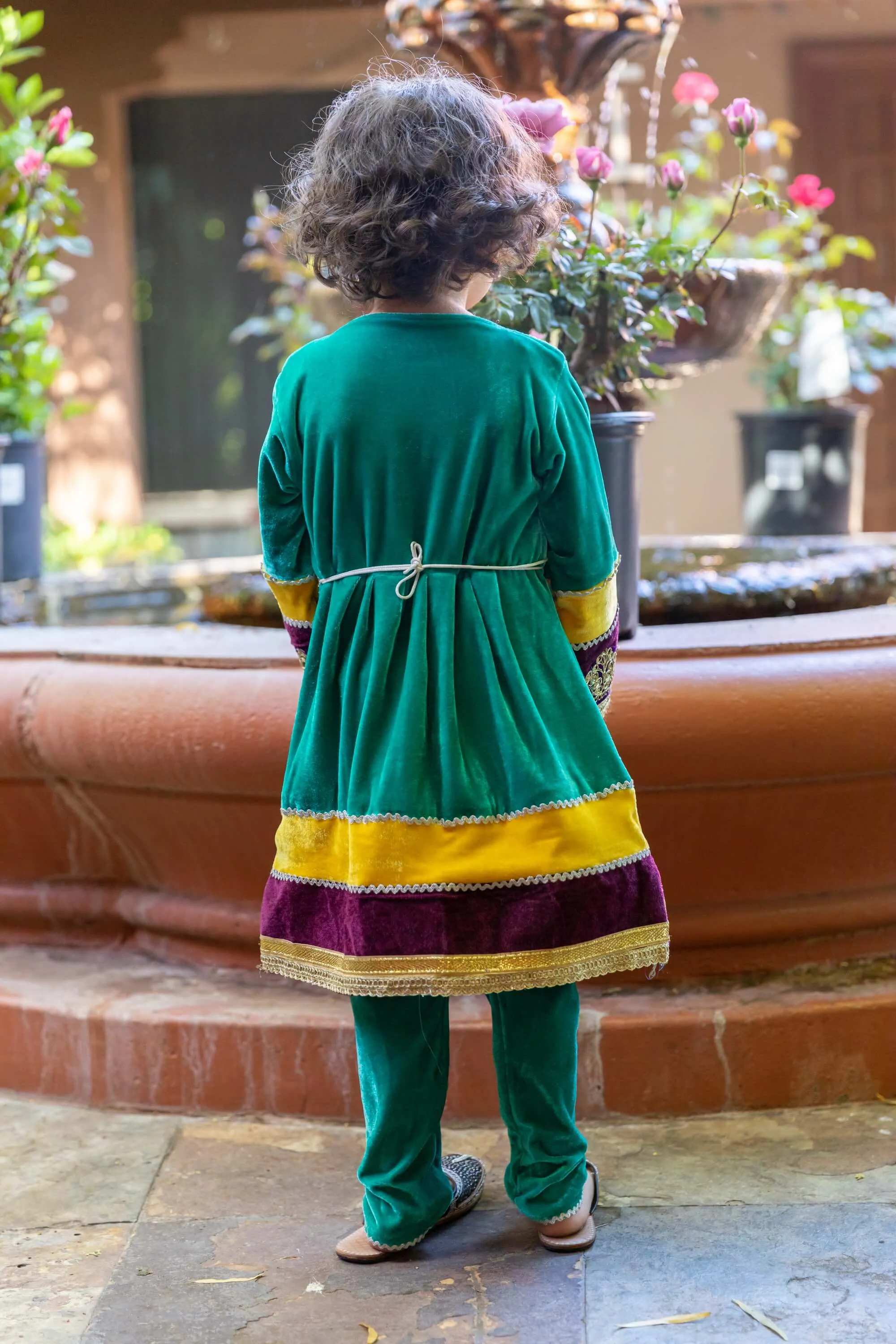 Girls Afghan Velvet Dress-Frock