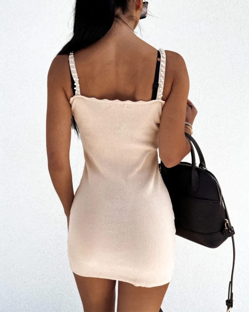 Glamorous Beaded Bodycon Sweater Mini Dress for Chic Elegance
