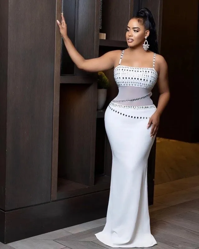 Glamorous Beaded Mesh Cutout Evening Gown for Luxe Elegance