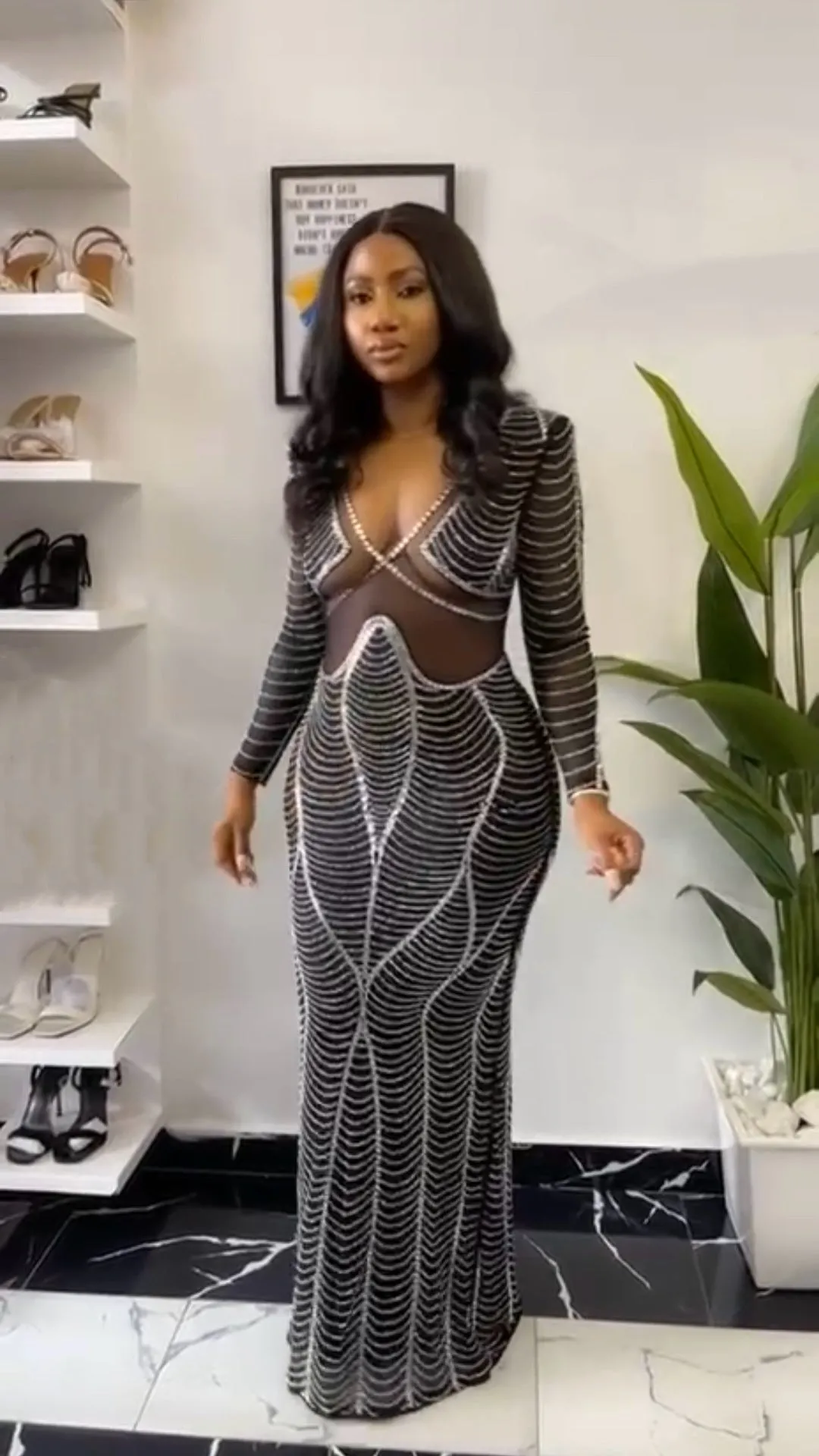 Glamorous Beaded V-Neck Bodycon Dress for Unforgettable Nights Out