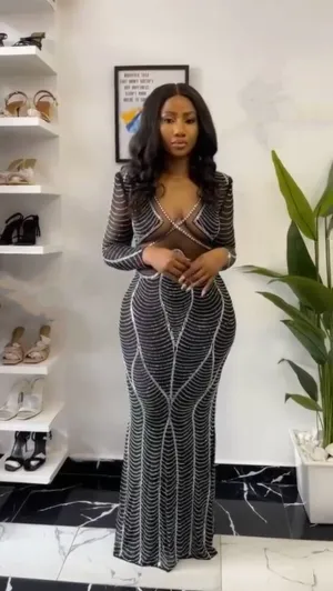Glamorous Beaded V-Neck Bodycon Dress for Unforgettable Nights Out