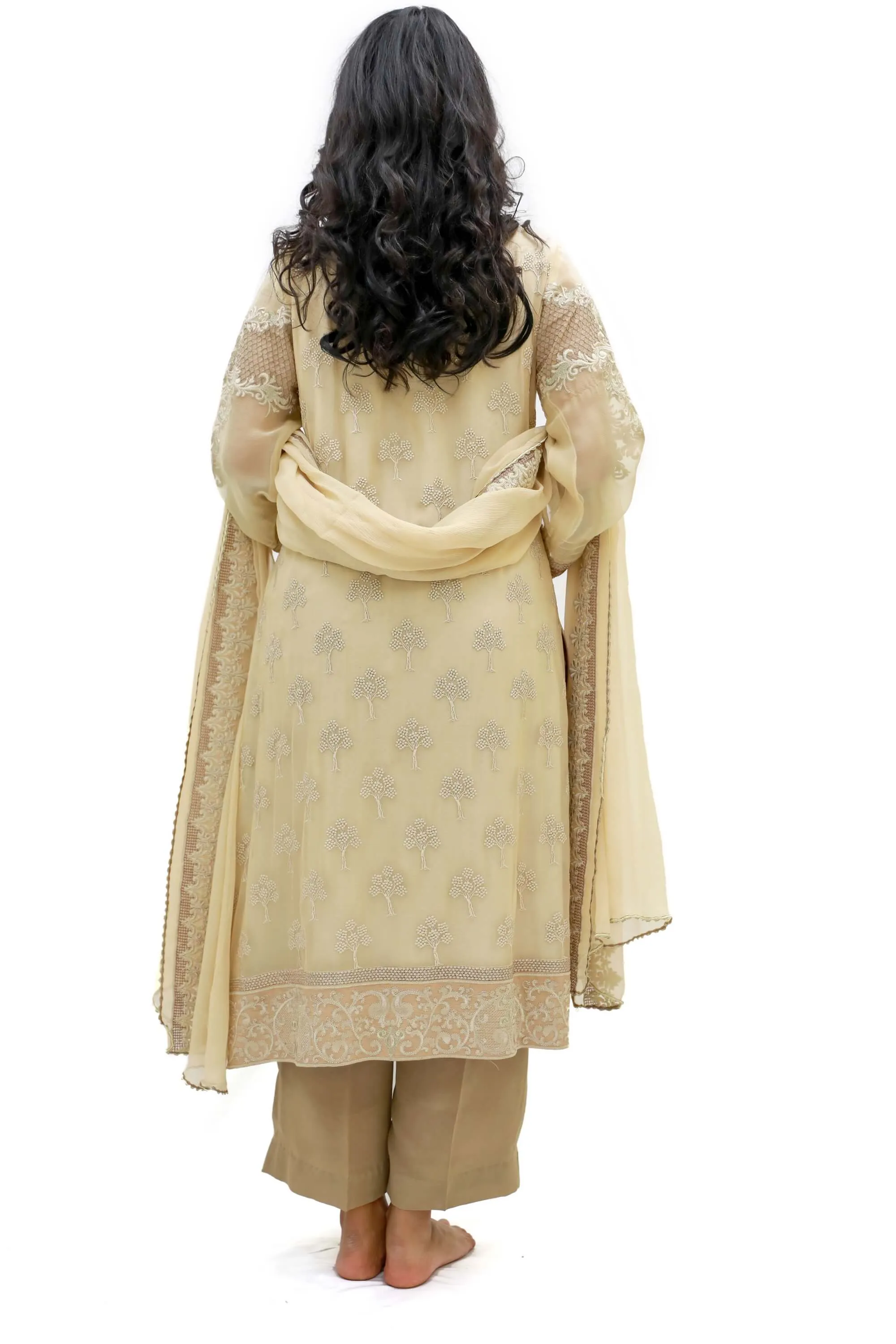 Gold & Beige Salwar Kameez -  Sobia Nazir Silk Collection
