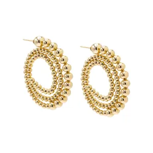 Gold Filled Solid Multi Beaded Ball Looped Stud Earring