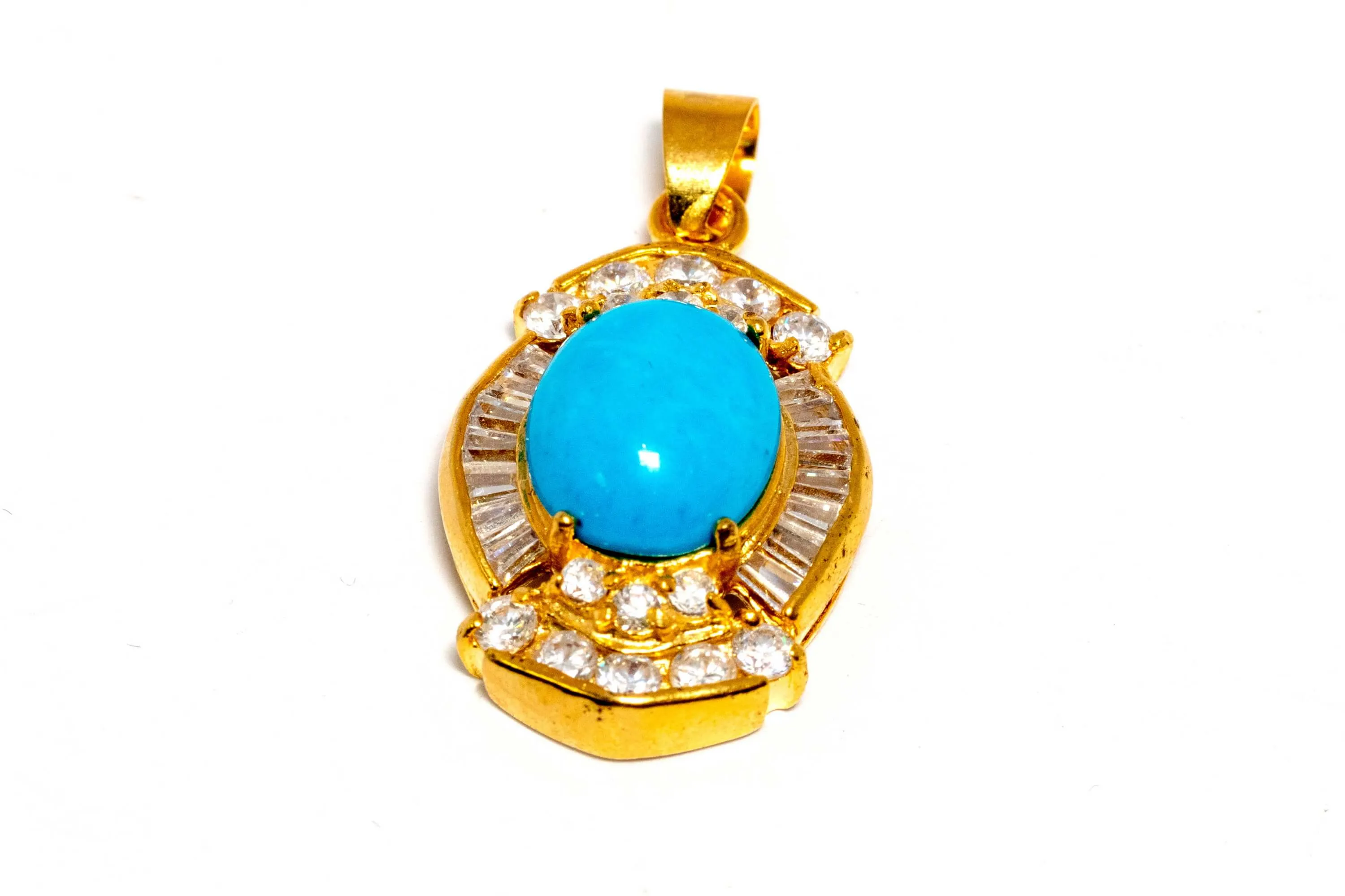 Gold Pendant With Large Turquoise Stone