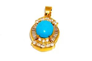 Gold Pendant With Large Turquoise Stone