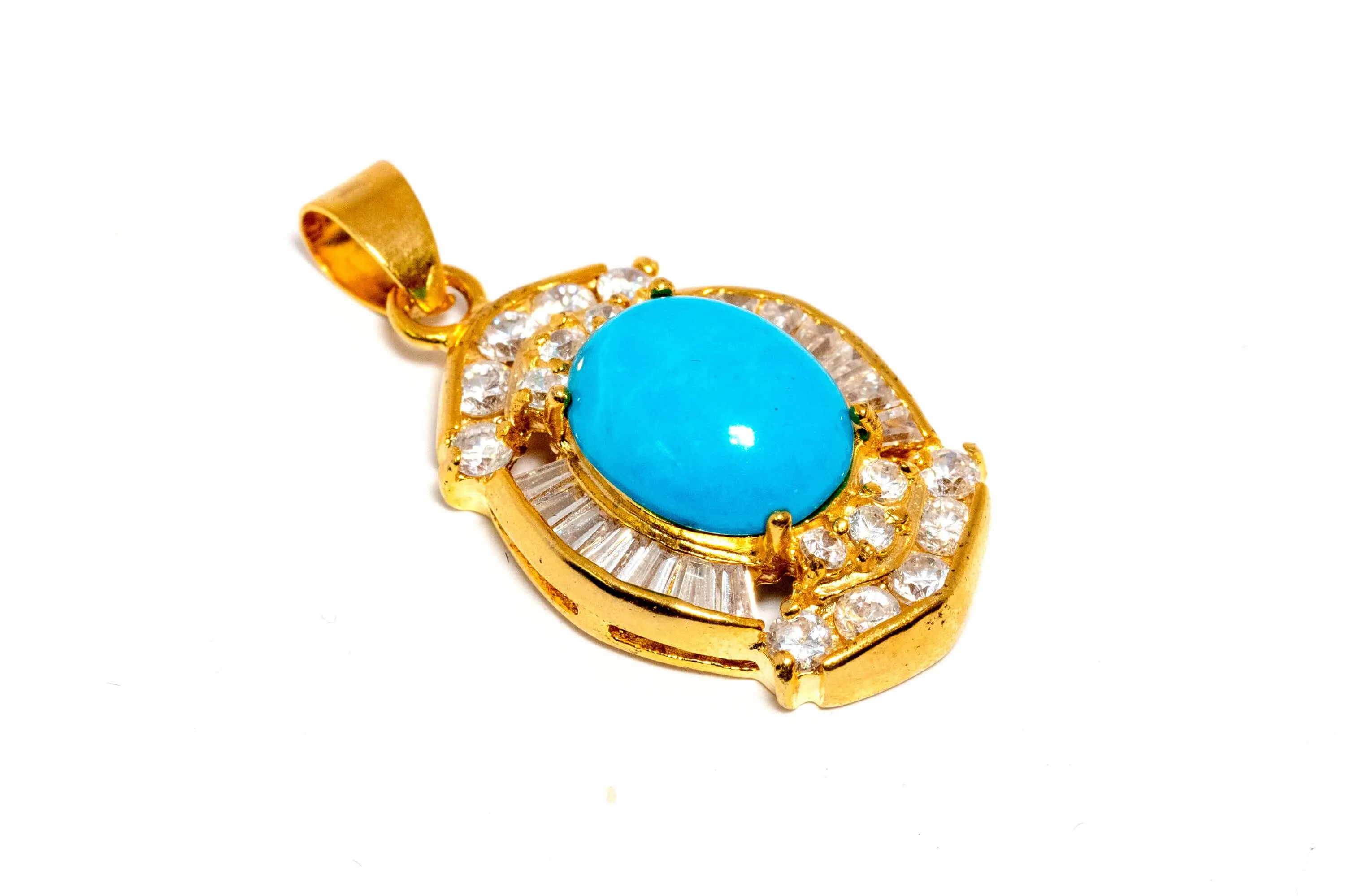 Gold Pendant With Large Turquoise Stone