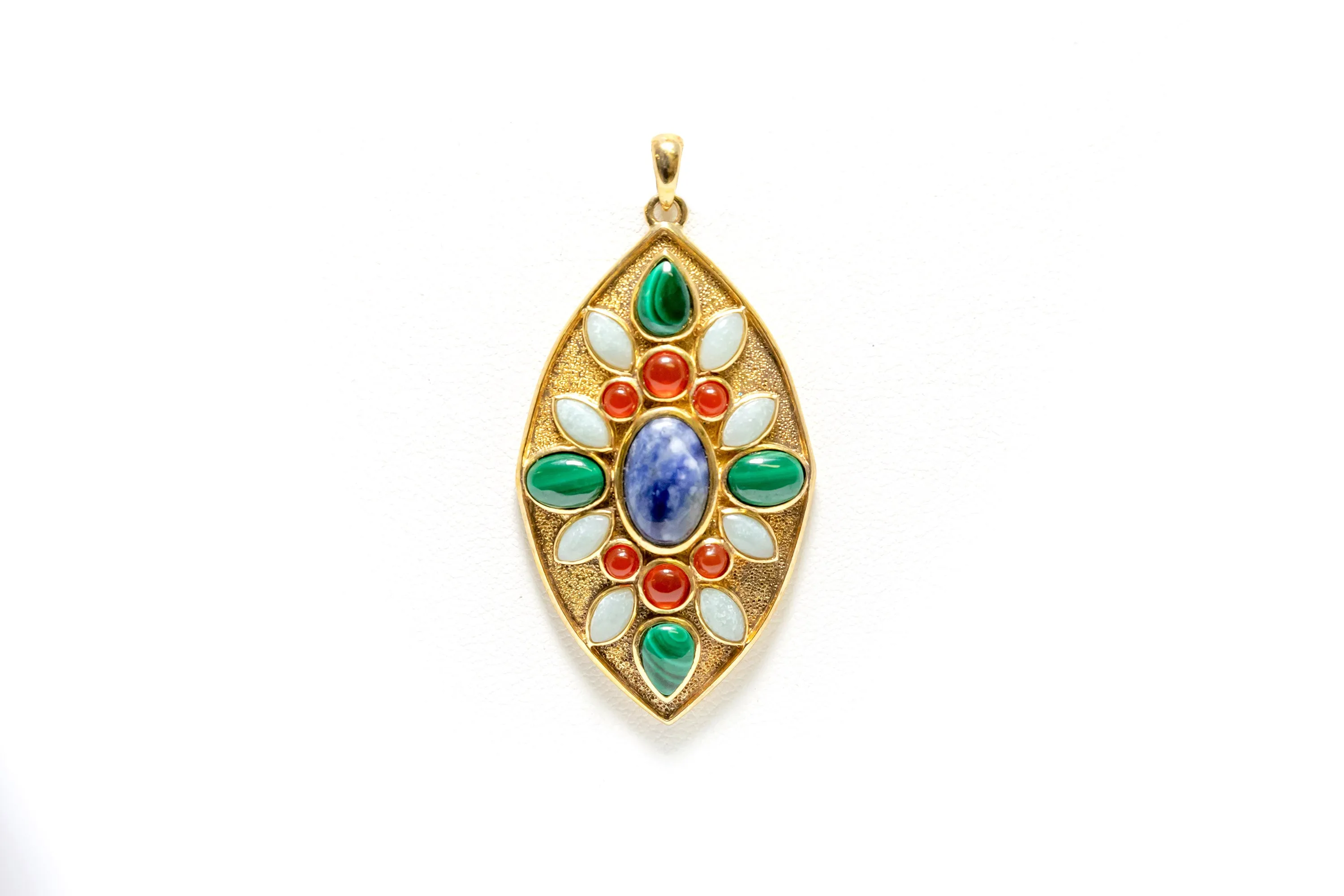 Gold Plated Pendant with Beautiful Colored Gems