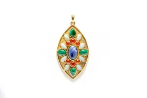 Gold Plated Pendant with Beautiful Colored Gems