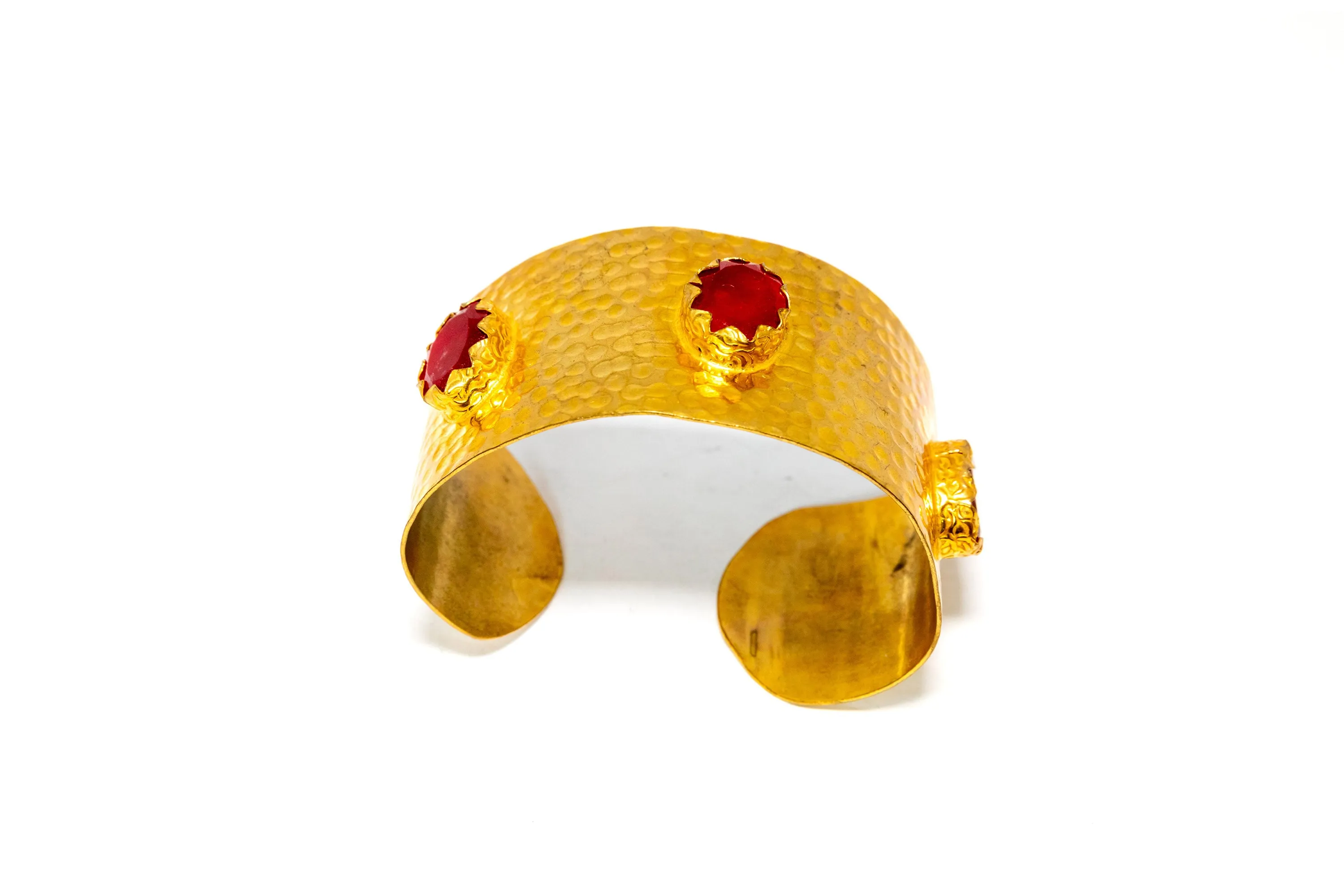 Golden Bangle with Red Stones