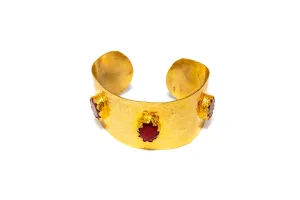 Golden Bangle with Red Stones