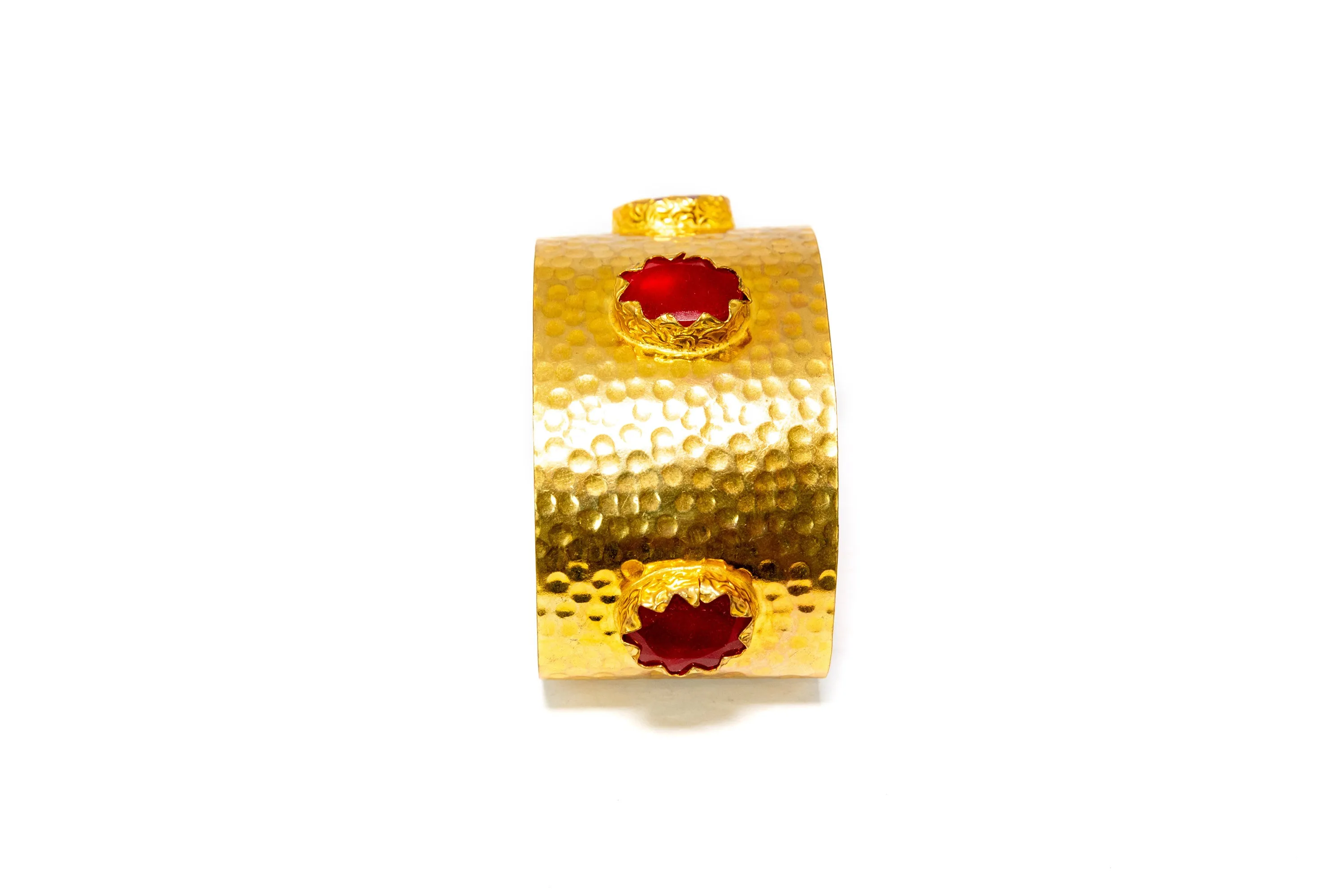 Golden Bangle with Red Stones